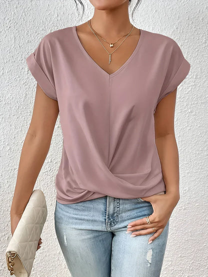 T-shirt décontracté à col V cœur